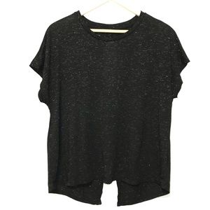 Cascade Sport Black Sparkle Open Back T-Shirt Sz L